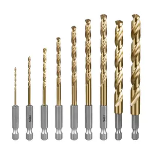 Cobalt Drill Bit Set,9 Pack 1/16 Inch to 3/8 Inch Hex Shank High Speed Steel Jobber Drill Bits, for Hardwood, ,Metal,Copper,Alloyed Steel