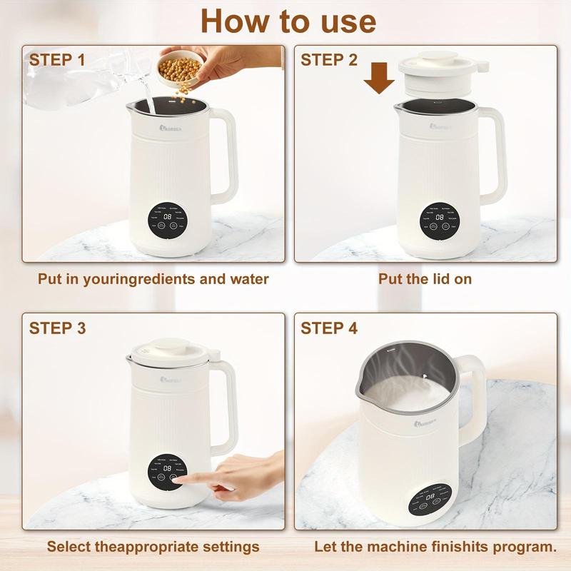 IAGREEA Automatic Nuts Milk Maker, Nut Milk Machine, Plug and Play 1000ML Milk Maker, Multifunctional Juicer for Coffee, Grain and Juice, Household Kitchen Appliances, Gift