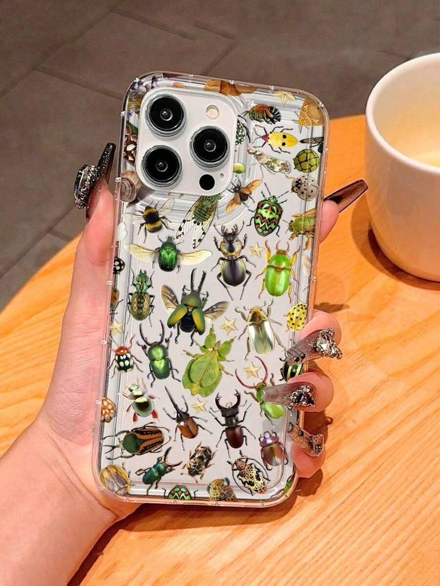 1pc Insect Pattern Print Full-Body Protection Shockproof Anti-Fall TPU Soft Rubber Phone Case Suitable For IPhone17/IPhone17 Air/IPhone17 Pro/IPhone17 Pro Max/16 Pro Max/15 Pro Max/14 Pro Max/13 Pro Max/12 Pro Max