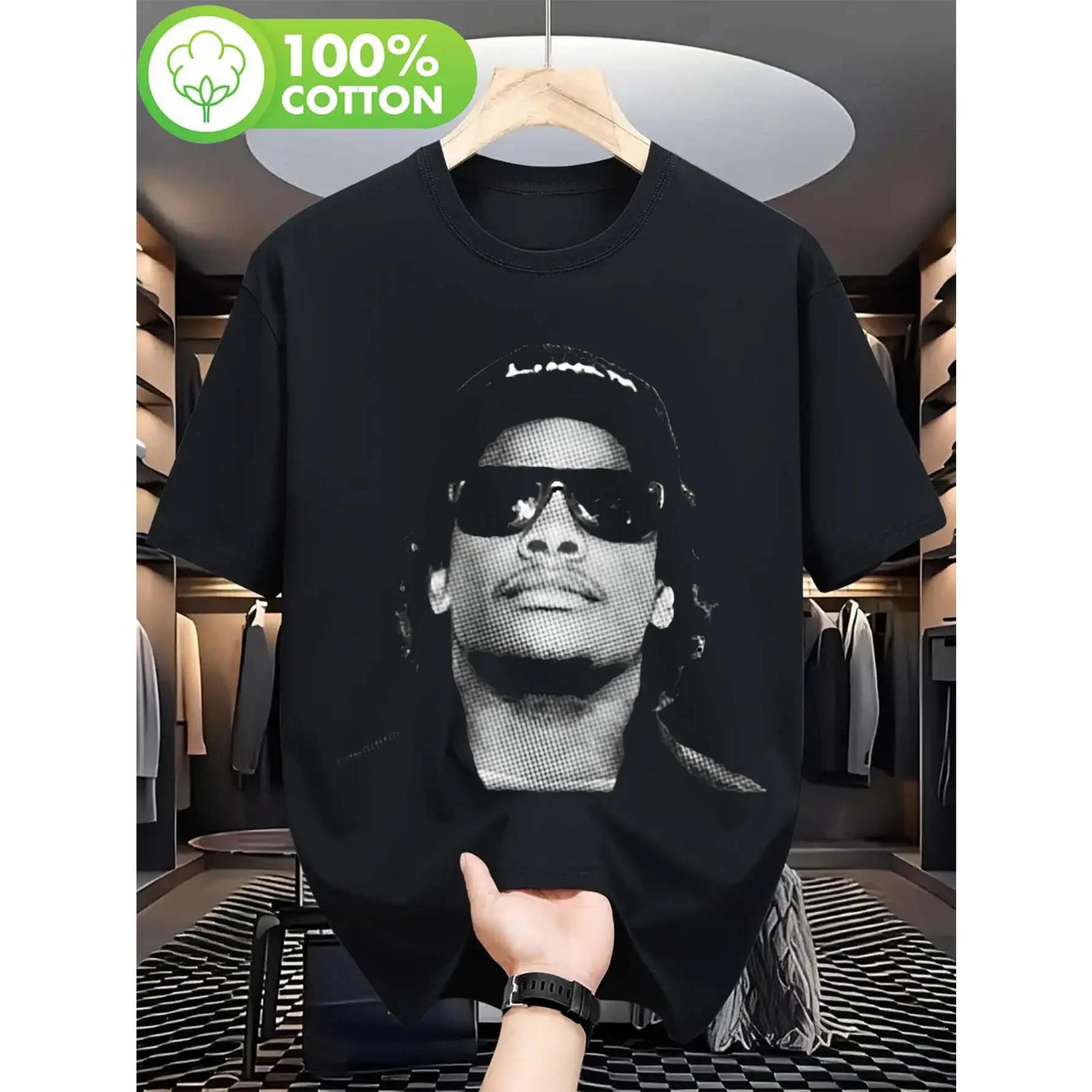 Men'S & Women'S Oversized Loose Fit T-Shirt with Iconic Compton Dots Graphic Print |   180gsm Round Neck Tee, Matching Couple Shirts, Machine Washable & Durable for Streetwear, Beach, Parties, Casual & Sports Wear