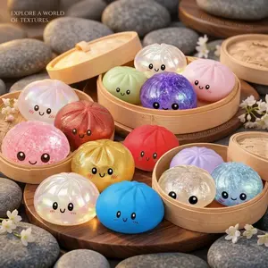 Glitter Dumpling Squishy with Box, Squishy Fidget, Dumplings Sensory Squeeze Toy for Stress Relief, Glitter Dumplings Toy Mystery, Squeeze Decompression Dough