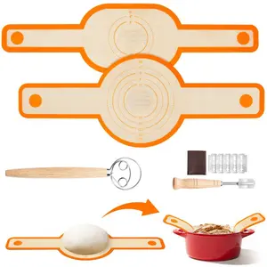 Silicone Bread Sling for Dutch Oven with Dough Whisk & Bread Lame, Non-Stick & Easy Clean Reusable Bread Slingt, Extra Thick Silicone Bread Baking Mat with Long Handles - Orange