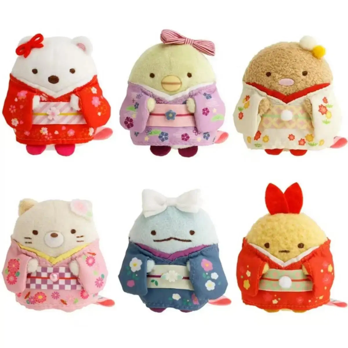 Sumikkogurashi Kimon Series Plush Keychain Cute Penguin Bag Pendant Kawaii Fried Shrimp Soft Stuff Accessories For Birthday Gift