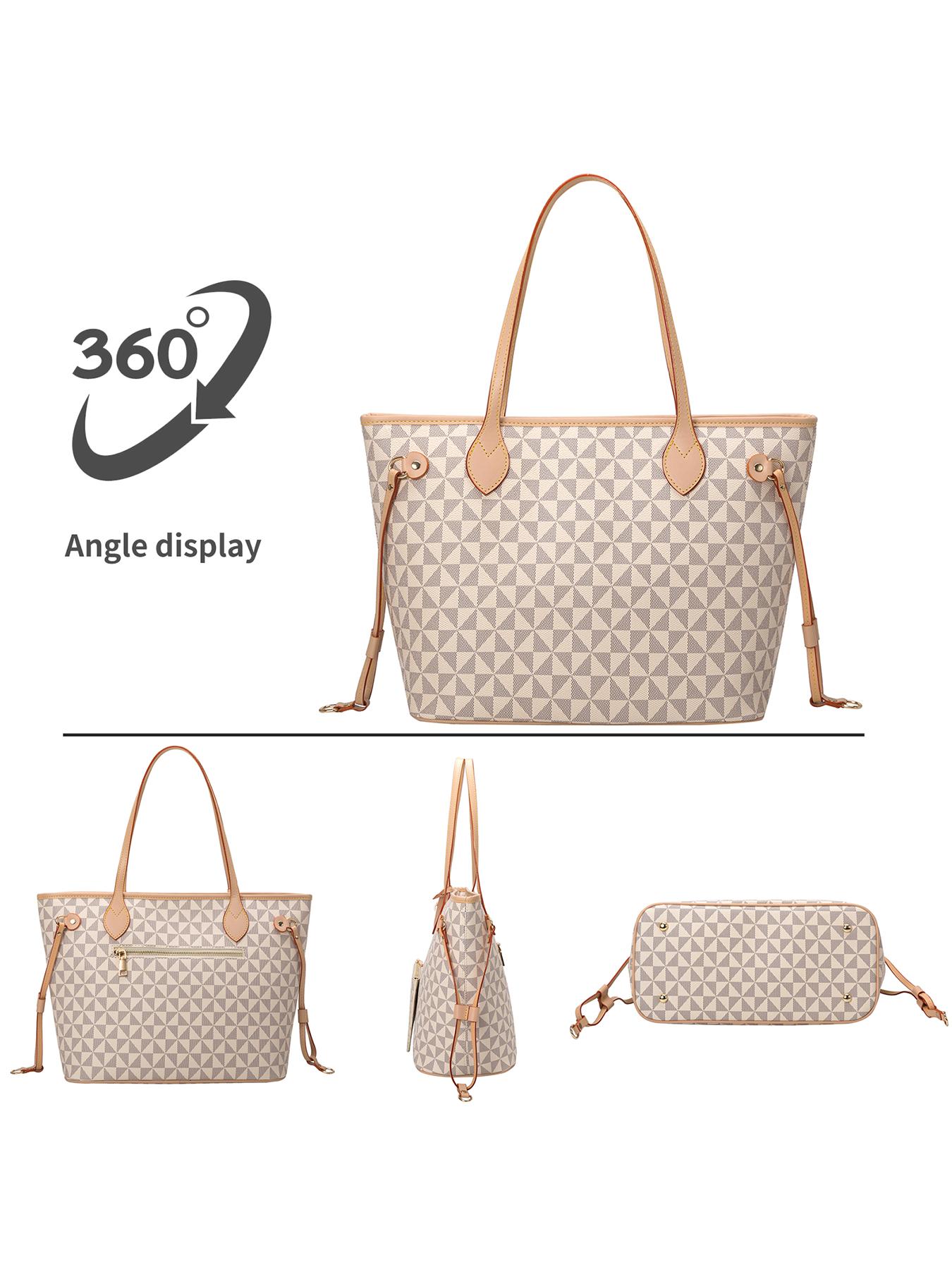 Fashionable Geometric Pattern Tote Bag & Wallet Set, Work Commuter Bags for Women, Large Capacity Shoulder Bag & Wallet, Casual Trendy Versatile High-quality Daily Commuting Unique Bags Set, Mother's Day Gift