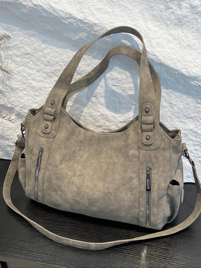 Women's Punk-Style Rivet-Decoration Handbag, Large-Capacity Crossbody Shoulder Bag for Fall & Winter Daily Use, Casual Trendy Commuter Bag, Fashionable Shopping Bag for Gifts