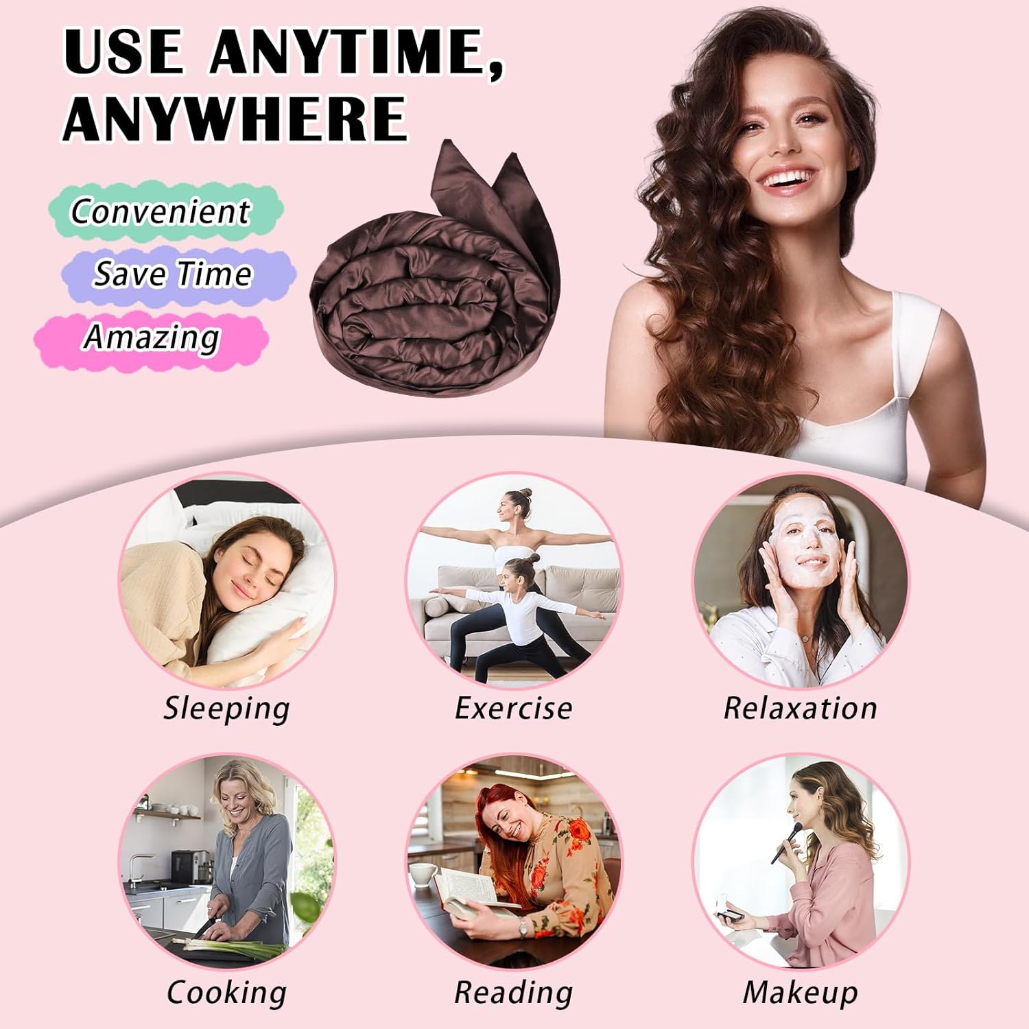 No-Heat Curler Set for Natural Sleep Curls, Simple Design Single Pack, Heatless Curling Set, Heatless Hair Curler