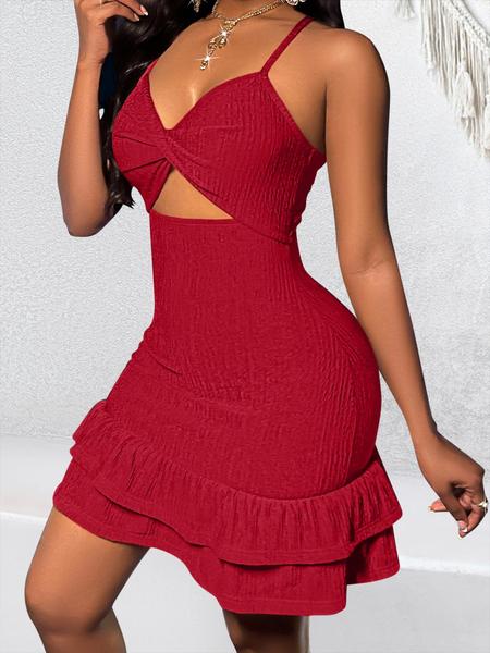 Aliling Christmas Dresses Elegant Sexy Backless Midi Dress, Slim-Fitting Sleeveless Party Dress, All-Seasons Wearable Women's Fashion Apparel