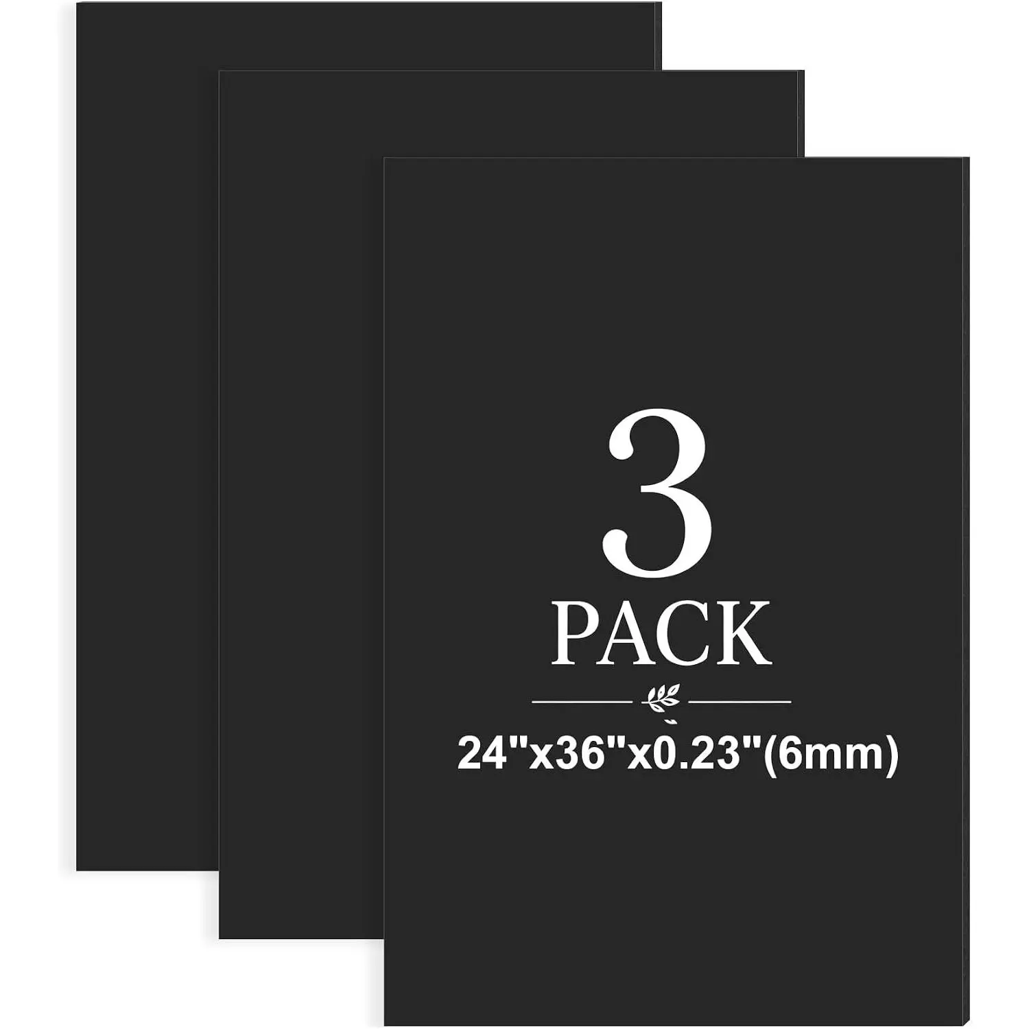 3 Pack Black Foam Board 24"x36", 0.23" Thick Foam Core Poster Board, Acid-Free Double-Sided Polystyrene Foam Sheet for Framing, Modelling, School Projects & Presentation
