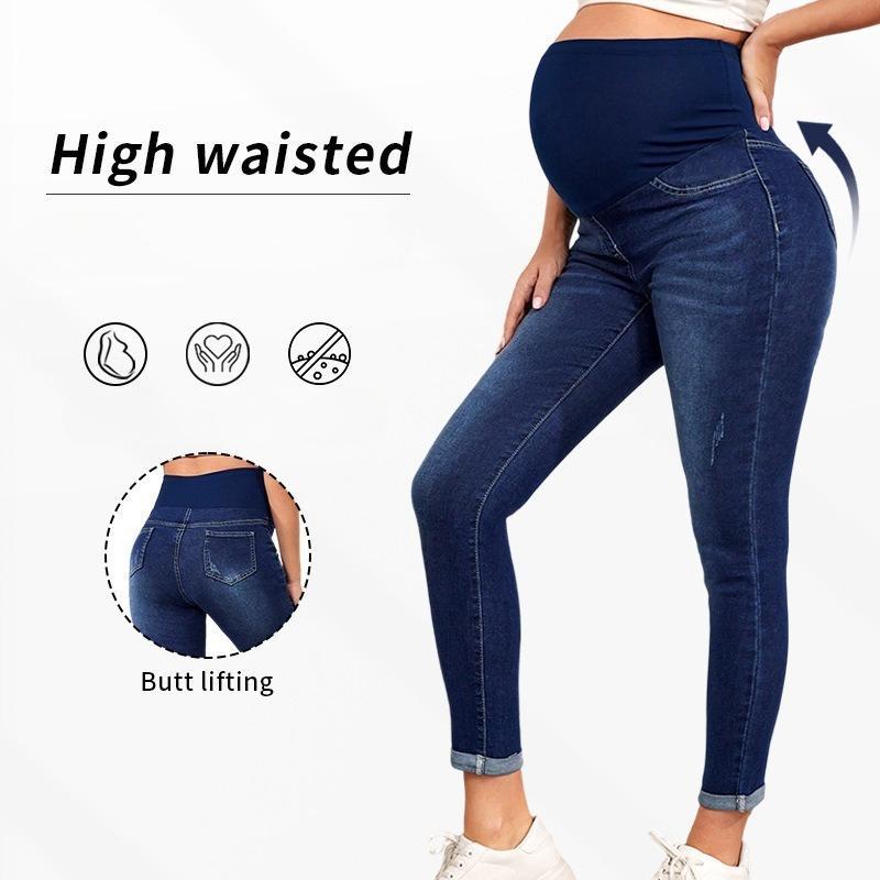 Women's Maternity Jeans Over Belly Skinny Denim Jeggings Comfy Stretch Pregnancy Pants