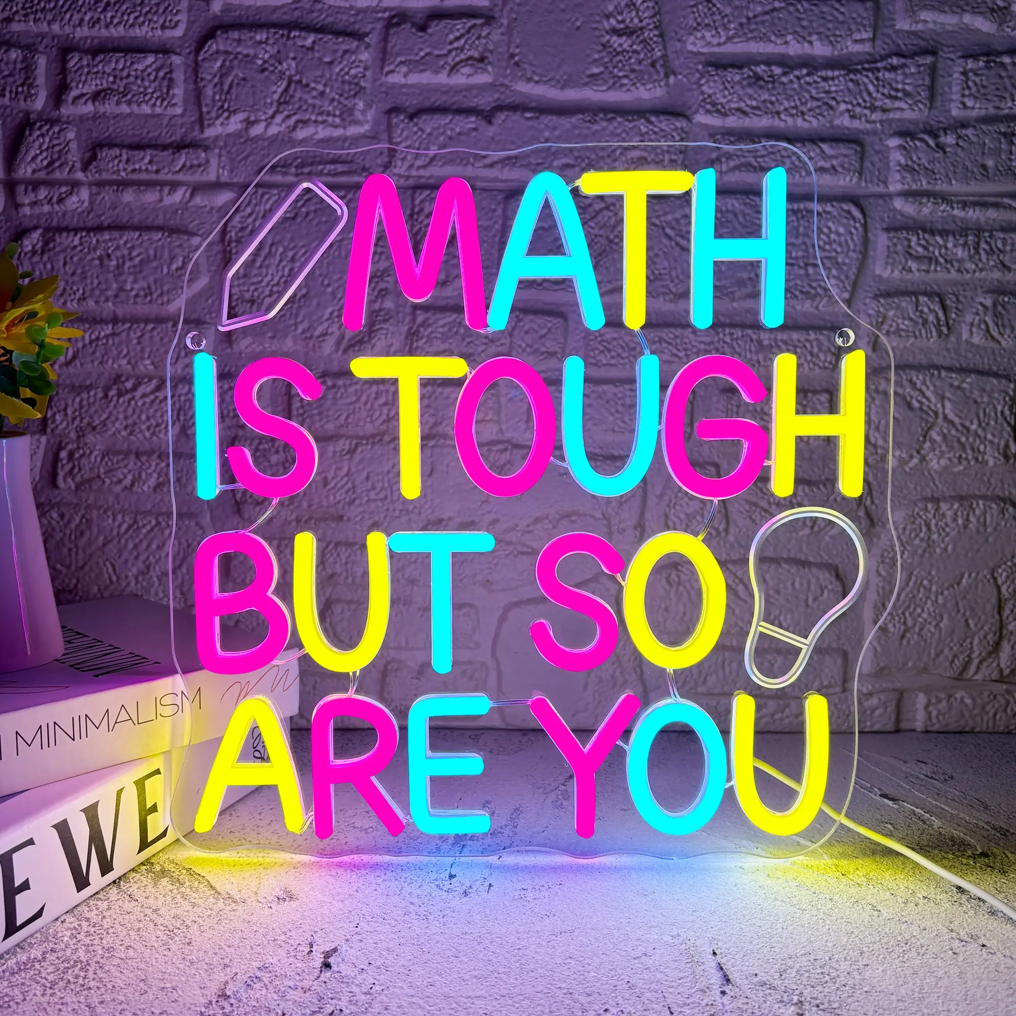 Math Is Tough But So Are You Neon Sign, Led Neon Signs, Colorful Classroom LED Neon Light, Math Teacher Wall Decor, Back To School Gift