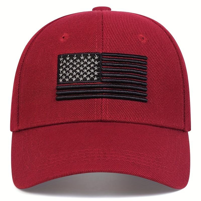 Adjustable Lightweight USA Flag Embroidery Baseball Cap Solid Color Vintage Sun Hat for Women Men Dad