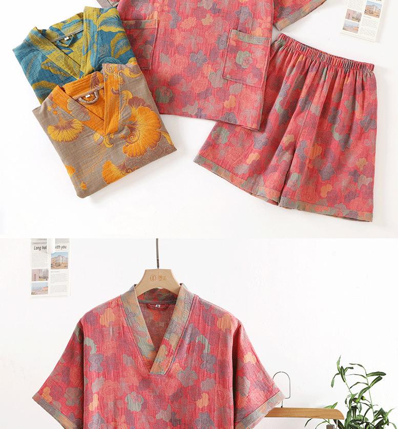 Cross-border pure cotton double-layer gauze jacquard sauna suit, massage sauna suit, couple's bathrobe, hotel bathrobe, therapy clothing wholesale