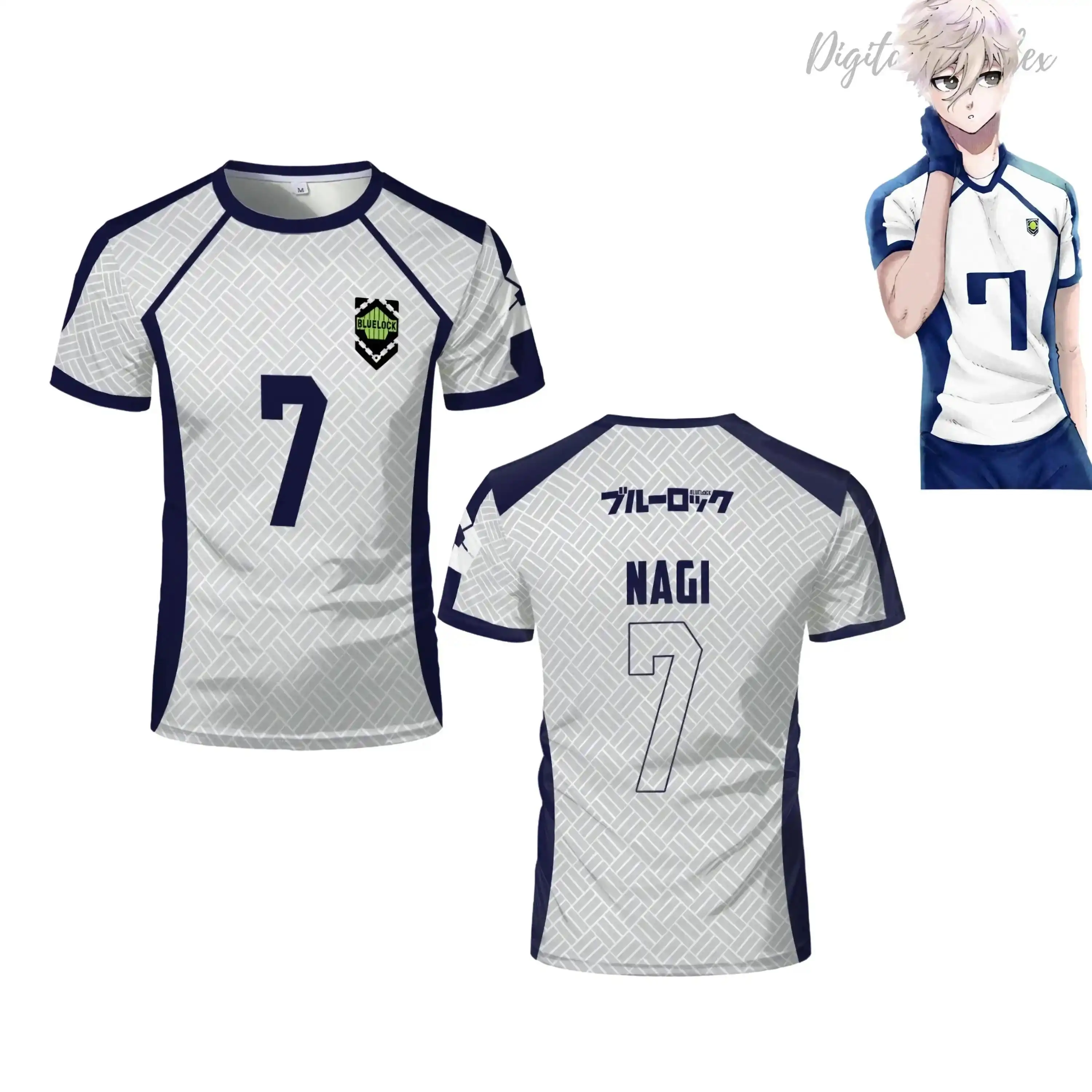 Unisex Japanese Anime 3D Print Soccer Jersey - Nagi Seishiro, Niko Ikki Designs, Short-Sleeve Sportswear Cosplay Costume Top for Anime Fans (Toys & Hobbies Classic Novelty Stress Relief Toy Accessory)
