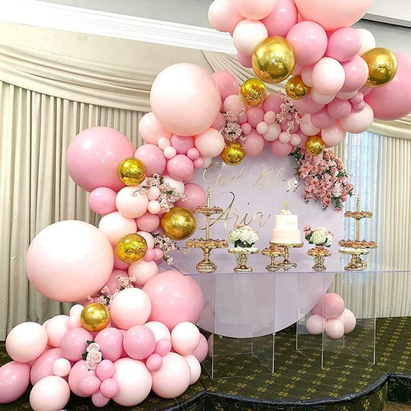 Pink Theme Balloon Arch Kit, 104pcs/set Mixed Color Latex Balloon, Atmosphere Layout Scene Decoration Supplies for Wedding Birthday Festival Party, Design