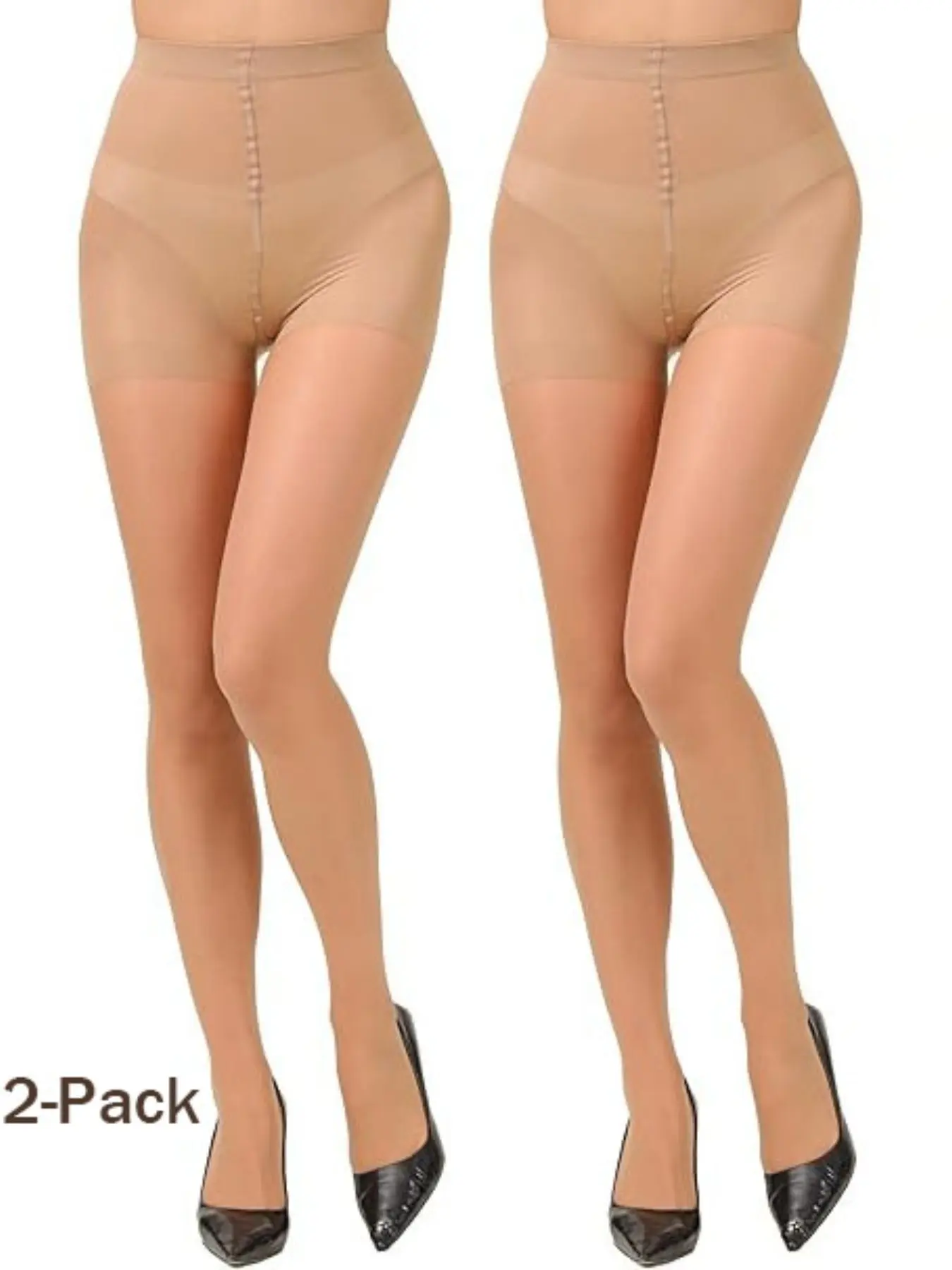 Nude Pantyhose for Women, 2pcs, 20 Denier Sheer Stockings, Natural Matte Finish, Reinforced Toe, Resists Snags, Light Control, Casual Wear