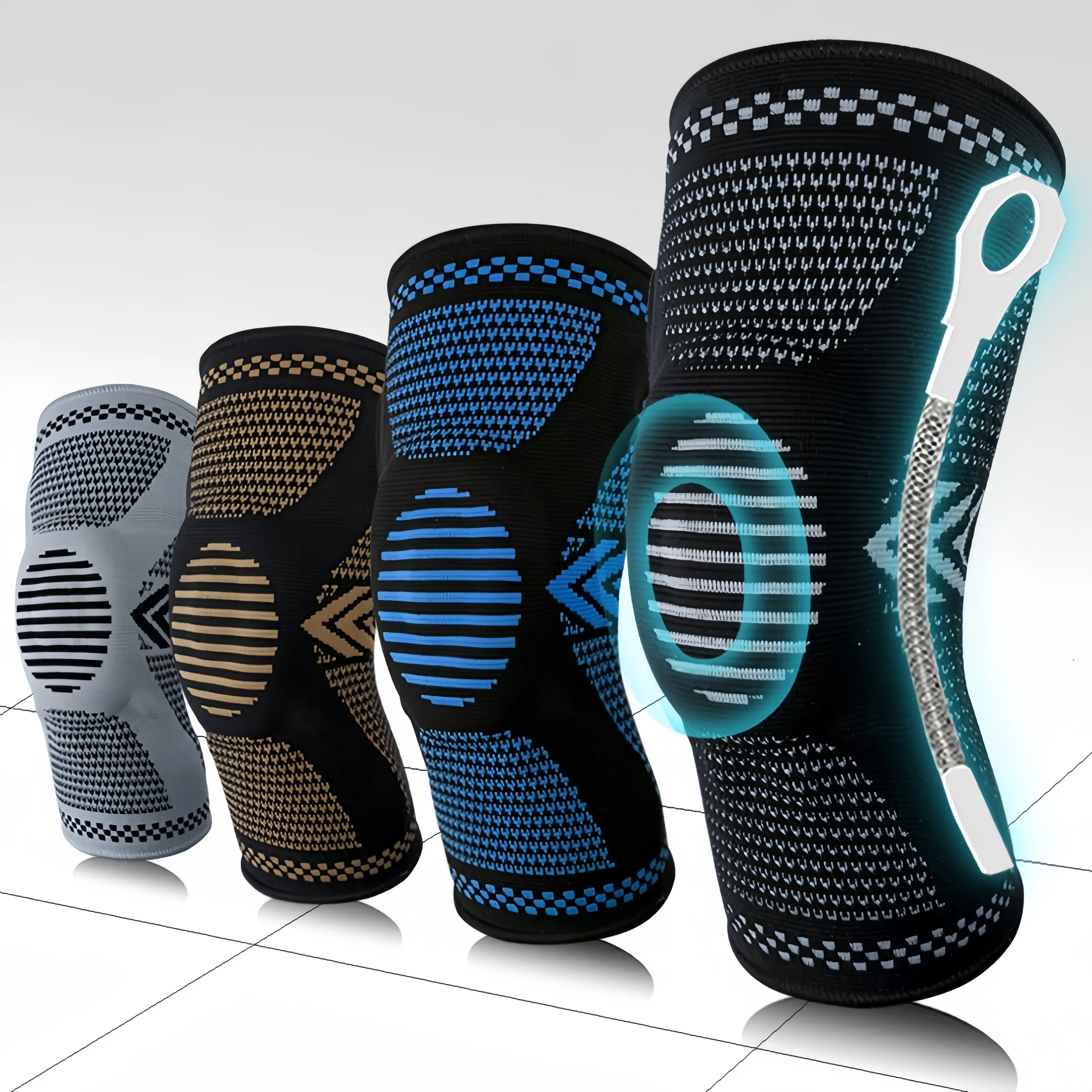Compression Knee Brace with Patella Pad & Side Stabilizers, 1-Pair Support for Meniscus Tear, Joint Pain Relief, Basketball & Running Sports