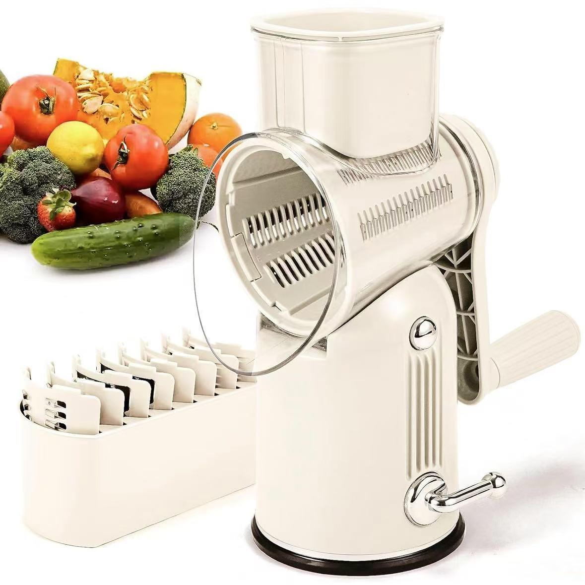 Manual Cheese Grater, 1 Set Rotating Cheese Crusher with Interchangeable Blades, Vegetable Chopper, Kitchen Utensils & Gadgets