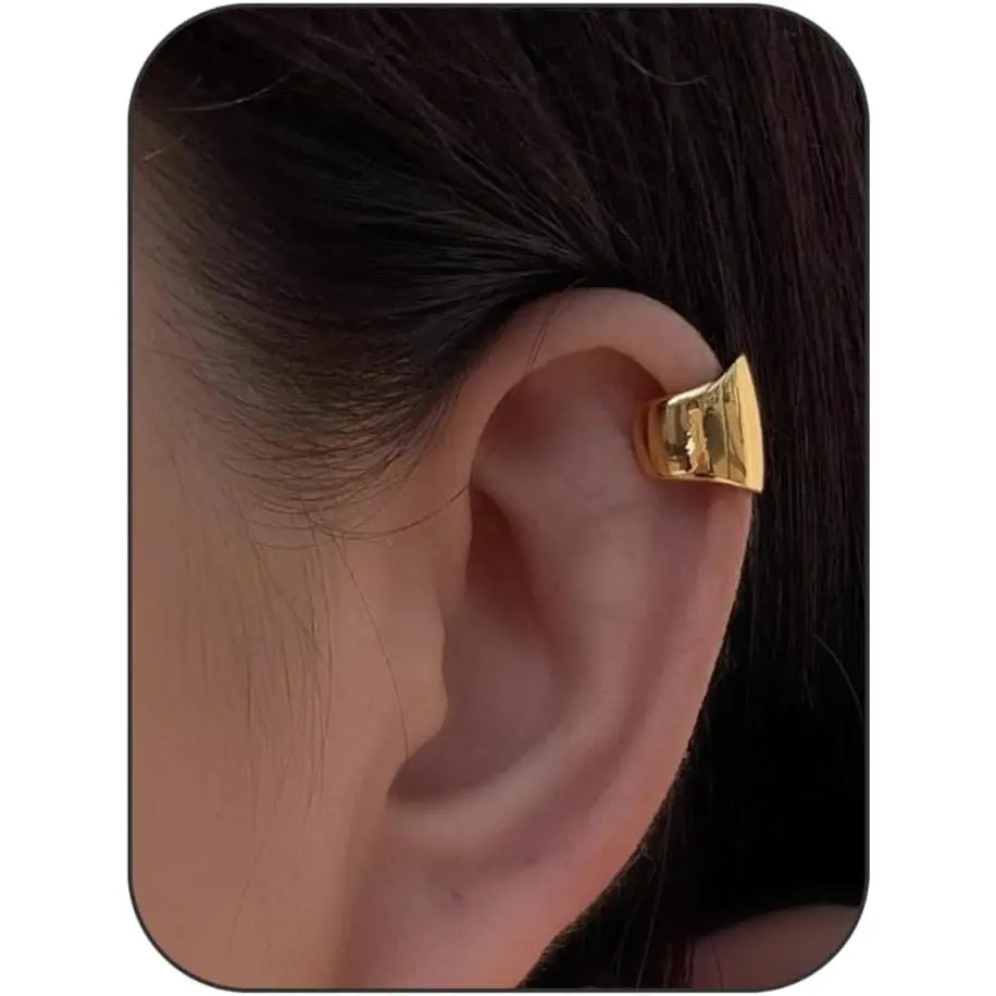 Trendy Chunky Ear Cuff Wraps for Women Non-Piercing Earrings Clip-On Huggie Hoop Earrings Cartilage Cuffs Ear Cuffs Statement Stacks Jewelry for Gifts