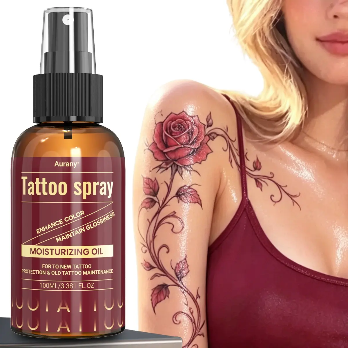 1PC-Tattoo Moisturizing Spray, Tattoo Aftercare Spray, Tattoo Care, Plant-Based ,Tattoo Spray To Enhance Tattoo Color & Maintain Gloss For Daily Tattoo Maintenance-100ml