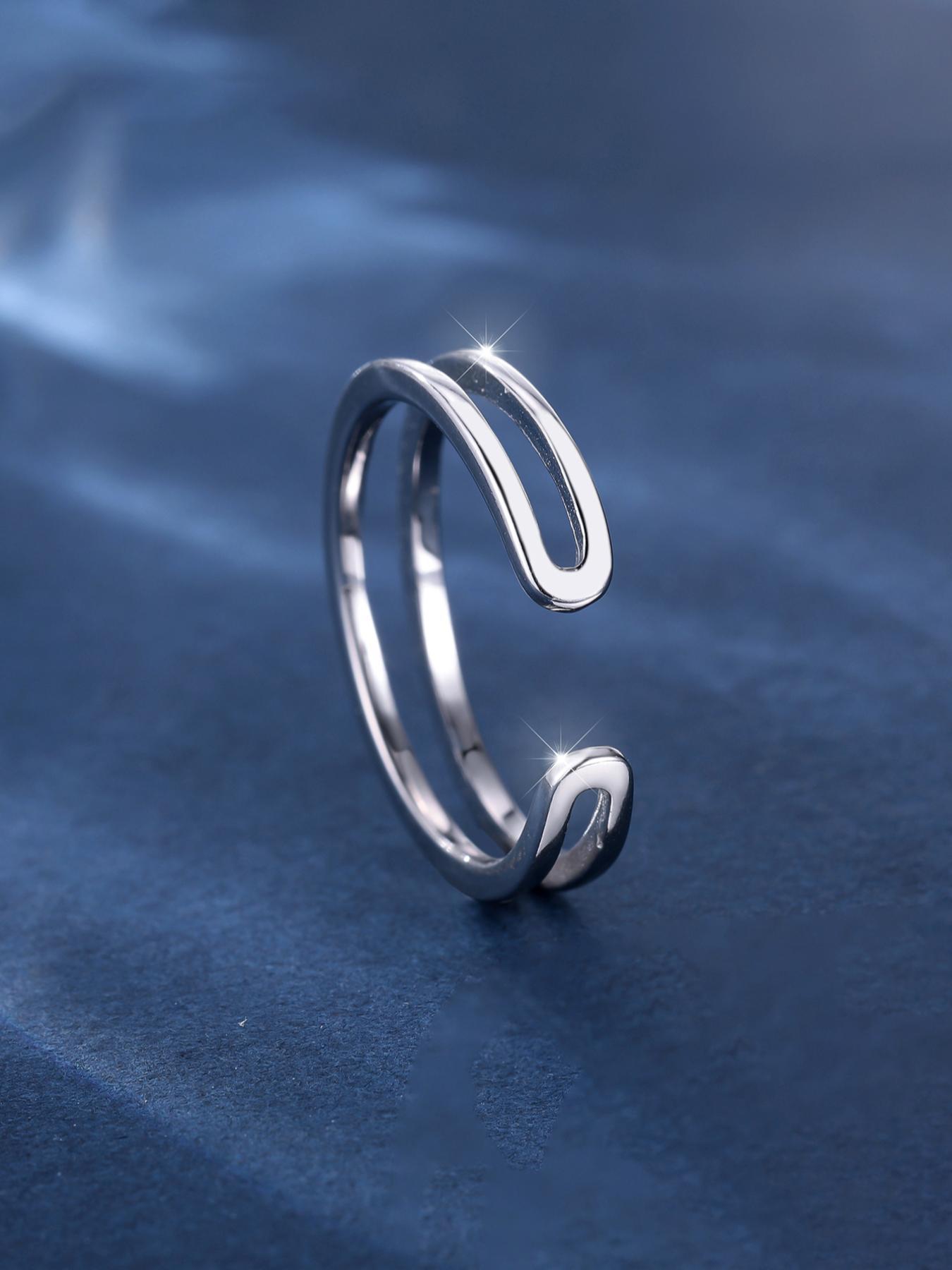 S925 Sterling Silver Hollow Out Double Layer Cuff Ring, Fashionable Toe Ring for Women & Girls, Trendy All-match & Exquisite Jewelry for Birthday Gift