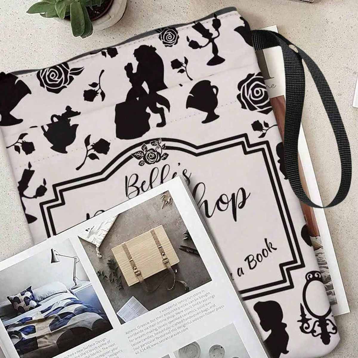 Fairy Tale Book Cover Pattern Book Bag, 1 Count Book Lovers Gift, Book Accessories, Book Cover for Paperback, Desk Organizer for Home Office School