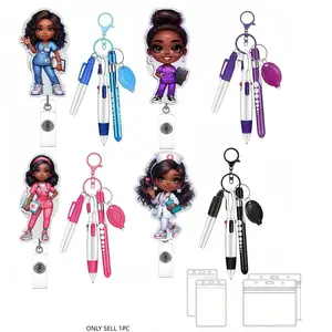 Expandable Nurse ID Card Holder Set, Badge Holder, Acrylic Material, Includes Pen, Marker, Eld Light, Card Case, Suitable for Registered Nurses, Nursing Students, Nurse Badge Reel, Badge Buddy Nursing