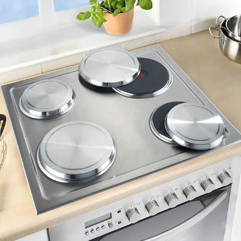 4pcs, Stainless Steel Stove Set, Electric Burner Covers, Kitchen Utensil Stove Cover, Kitchen Accessories, Durable & Easy to Clean