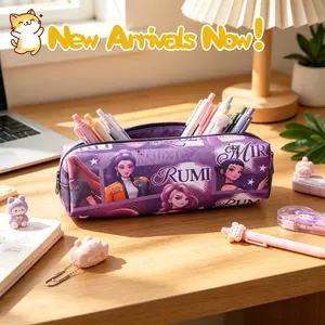 Anime Girl Group Theme Pencil Case, Large Capacity Zipper Stationery Bag, Cute Cartoon Storage Pouch for Students, Fun and Practical Design