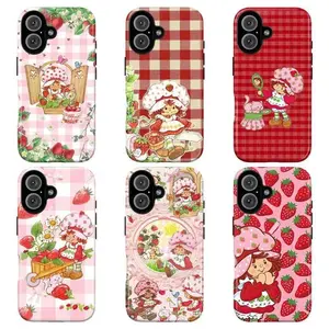 Adorable S-Strawberry Short.cake Phone Case Trendy Cartoon Phone Case Compatible for iPhone 17 Air 16 15 14 13 12 11 Pro Max Plus  Perfect Gift for Her/Him Cute Phone Cases