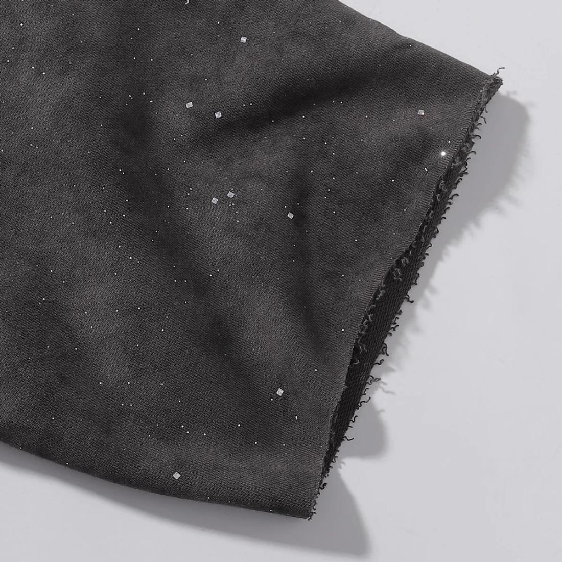 Unisex Shining Rhinestone Diamond Cropped T-Shirt, Oversized Loose Cotton Short Sleeve, Crew Neck Y2K Streetwear, Bling Sparkly Casual Summer Top, Trendy Hip Hop Party Festival Fashion Tee for Men Women