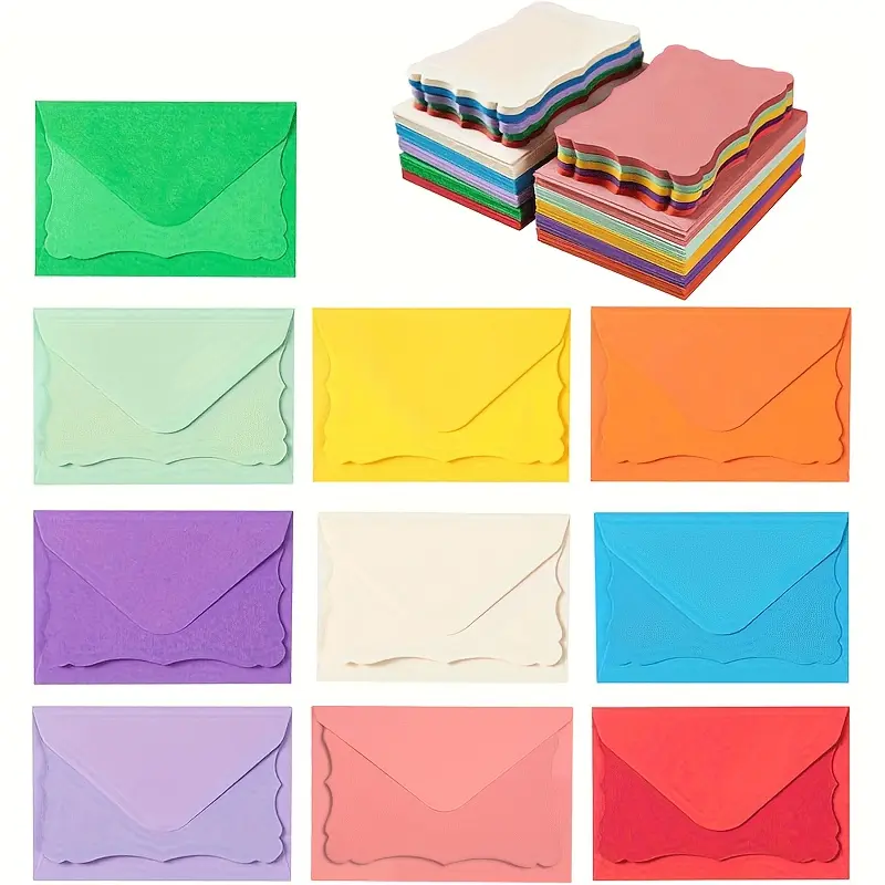 50 pieces - Colorful mini envelope and greeting card set, mini business card envelope | membership card envelope | invitation letter envelope | seed envelope | change envelope, perfect for birthdays, thank-you notes, parties, Christmas and New Year