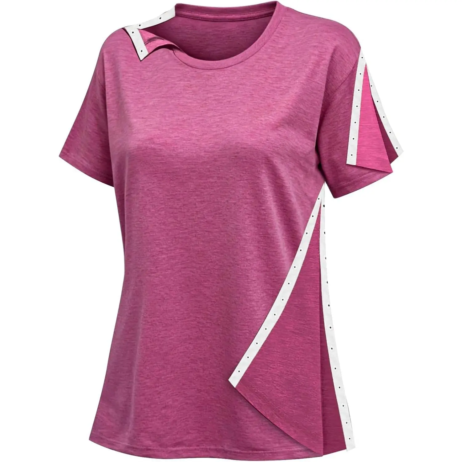 Lady's Soft Breathable Post Surgery Top - Full Snap-Open Arm Shoulder Recovery Clothe for Women's Shoulder Surgery & Chemo Needs