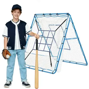 2-in-1 Baseball Rebounder & 9-Pocket Pitching Net, 5x4FT Adjustable Pitchback Training Net with 5-Gear Angle Adjustment for Baseball, Softball, Golf Solo Practice, Heavy Duty Iron Frame, No Brand
