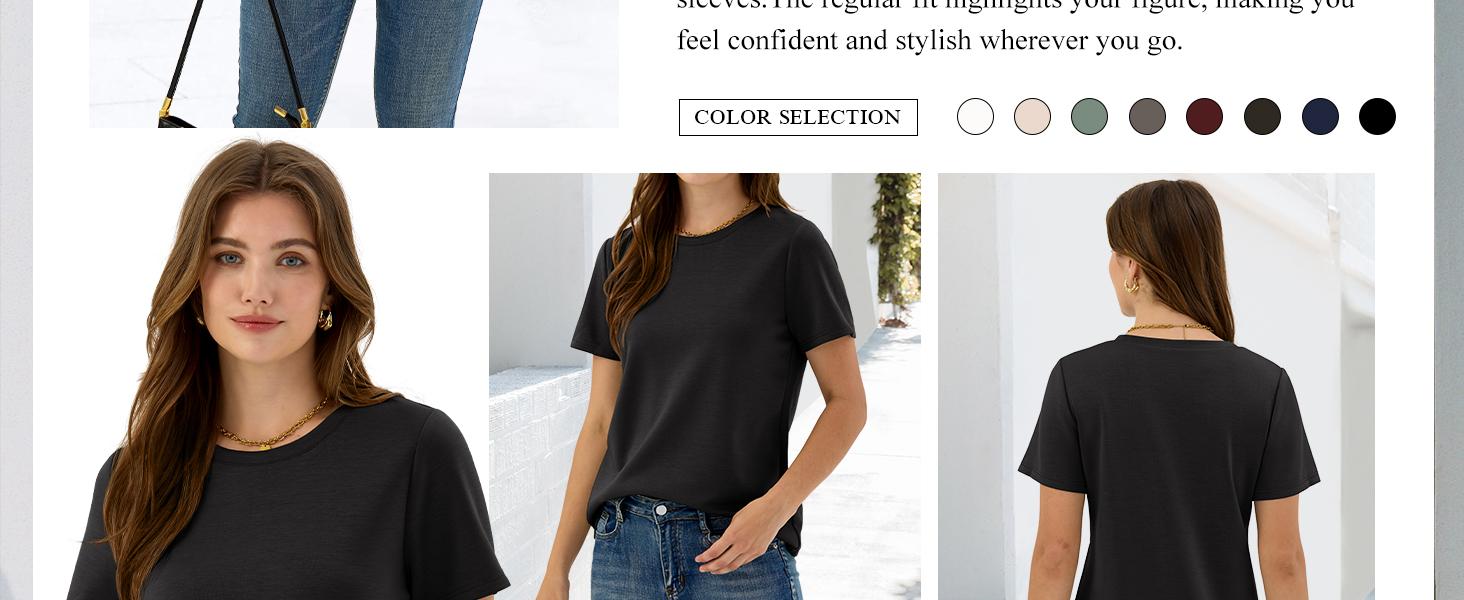 ANRABESS Women’s Short Sleeve T-Shirt Wrinkle-Free Basic Tee Trend- Cute – 2026 Spring Summer Business Casual Outfit