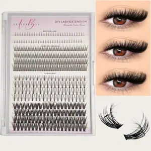 14 Rows 404 Clusters CD Curve Mixed False Eyelashes, Natural Look Daily Use, Segmented D Curl Single Cluster Eye Lashes