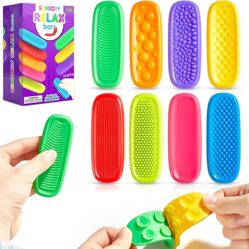 Colorful Sensory Fidget Toys, 8pcs/16pcs Multiple Textured Suction Toys, Fidget Strips Stress Relief Fidgeting Toy for Home School Office