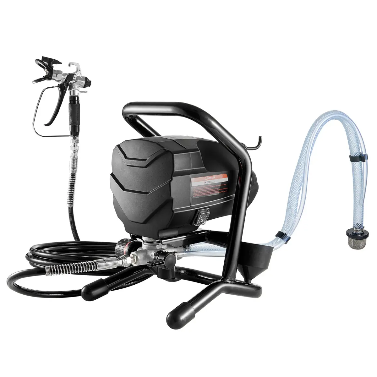 Stand Airless Paint Sprayer, 650W Electric Power Tool Spray Gun with 3000PSI, 11.8in/30cm Tip Extension Rod, 25ft/7620mm Hose for Chalk, Latex, Stain Applications