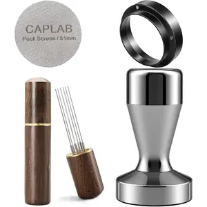 51mm Espresso Accessories Kit, Espresso Tamper Set with WDT Tool, Coffee Tamper, Puck Screen, Dosing Funnel, Barista Tools Fits 51mm Portafilters
