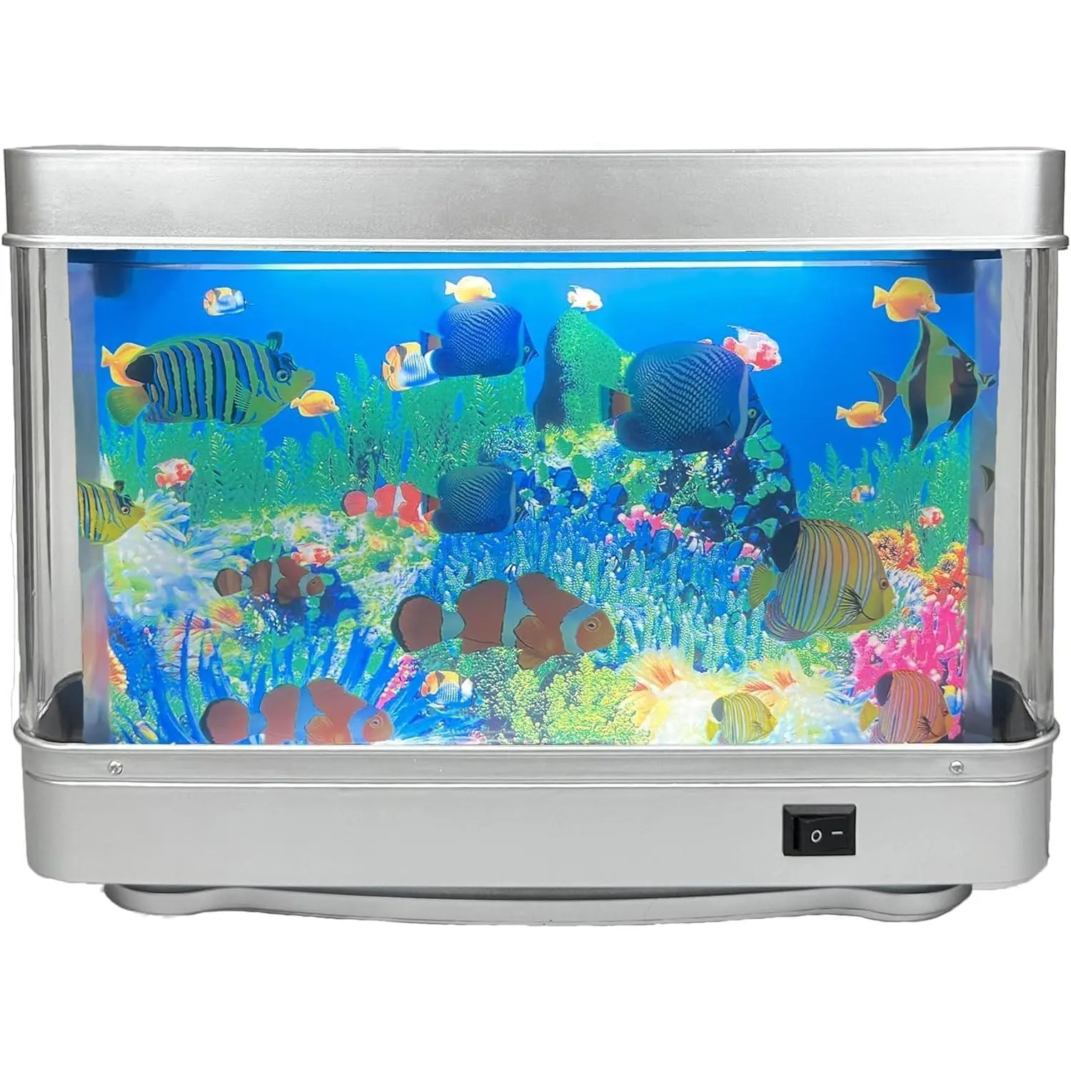 Kids' Automatic Motion Aquarium LED Lamp, Decorative Rectangle Tropical Fish Night Light for Nursery Indoor Use, US Plug (No Warning Applicable)