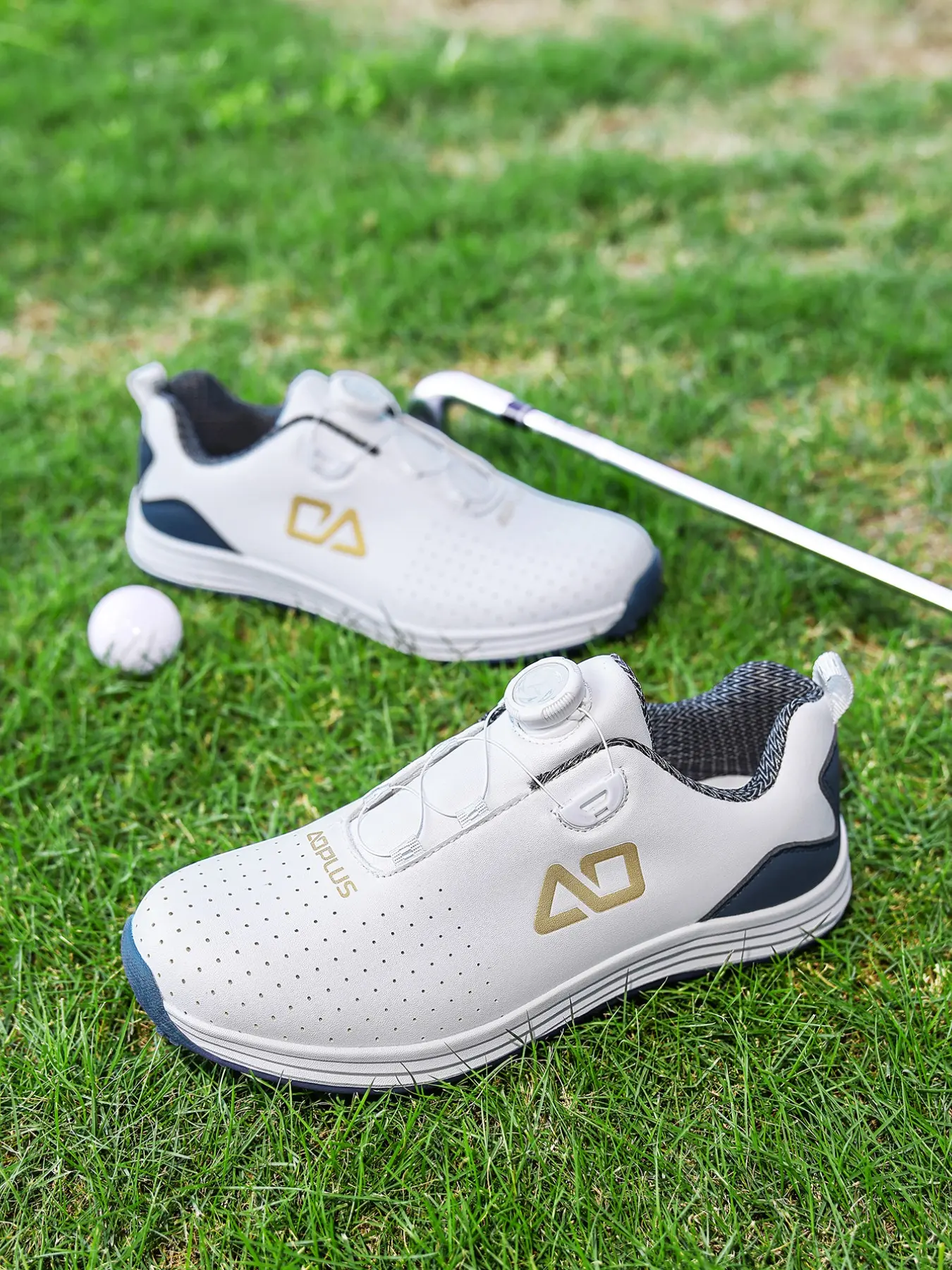 Men’s Spikeless Golf Shoes, Rotating Lacing Breathable Waterproof Outdoor Trainers, Anti-Slip Walking Sneakers for Golf Course, Driving Range, Daily Commute, Outdoor Walking & Casual Sport