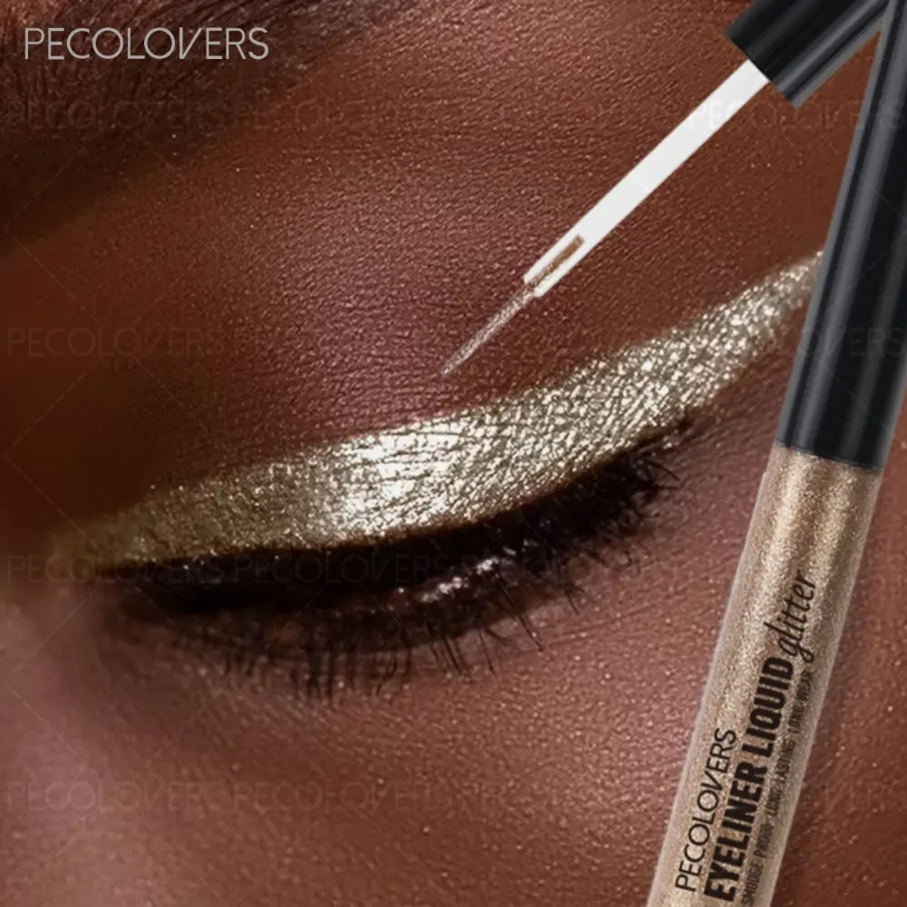 1 Pcs Maximum Sparkle Glitter Liquid Eyeliner Eyeshadow, Champagne Gold Forest Green Klein Blue Metallic Sliver, Shiny Shimmer Effect, Waterproof Long-lasting, Glitchy Glam, for Stage Party Music Festival Daily Makeup Eye Makeup Supplies
