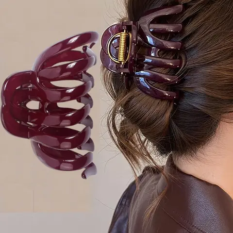 Red Large Hair Clips Anti Slip Clips For Girls Vintage Hair Claw Clips For Thick Hair Claws 3.54 IN Hair Clip Plastics Clips For Hair Barrettes Non Slip Hair Claw Clip Hairclips Girl Fashion Hair Accessories For Women