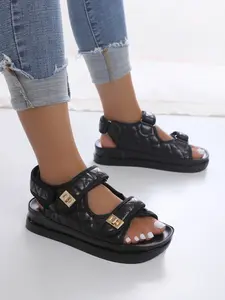 Women's flat sandals featuring adjustable double straps, comfortable and easy-to-wear leather insoles, suitable for all-day wear, summer sandals perfect for casual outings and beach trips, Pu leather sandals