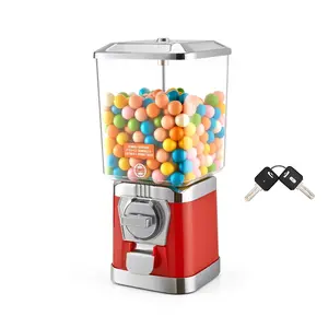 【DealsForYouDays】VEVOR Gumball Machine for Kids, 17"H Home Candy Vending Machine, PC Gumball Dispenser, Bubble Gum Machine for Game Stores, Coin Operated Gumball Bank for Toy Capsules Bouncy Balls Candy, Red