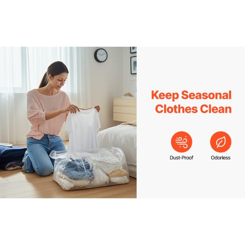 VEVOR Vacuum Storage Bags, 15 Pack Space Saver Seal Bag(3 Jumbo/3 Large/3 Medium/3 Small/3 Roll), Compression Airtight Zipper Space Bags with Electric Pump, for Cloth, Bedding, Blanket, Pillow, Travel