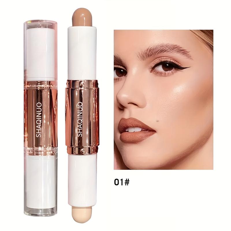Double-Ended Highlighter Contour Stick, Long-Lasting Natural Finish, Waterproof Sweatproof, Buildable Coverage, Multi-Purpose Face Makeup