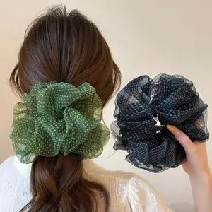 Polka Dot Bubble Mesh Scrunchies for Women, High Elastic Hair Ties Elegant Soft Hair Accessories