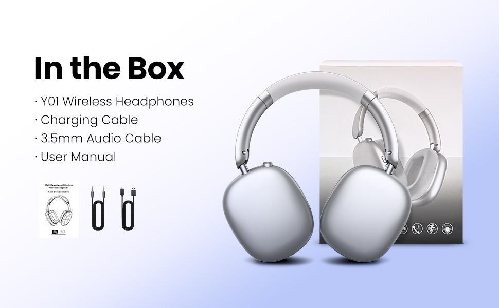 Wentronic Y01 ANC Headphones 48H Playtime,Hybrid Noise Cancelling,Hi-Res Audio,Foldable,Soft Earpads, with Mic for iOS/Android/PC