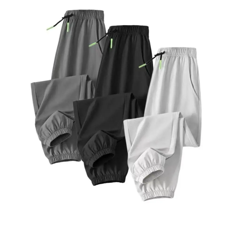 3-Pc Boys' Lightweight Breathable Sport Pants - Quick-Dry Loose Fit with Zip Pockets, Polyester for Basketball And Gym Training, Summer Casual Athletic Joggers, for Outdoor