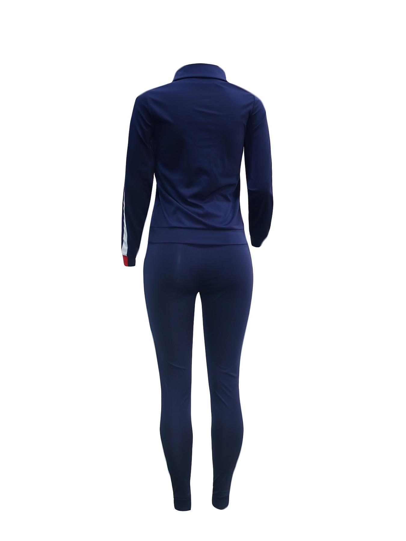 Women's Patchwork Sweatshirt & Pants Set, Casual Long Sleeve High Neck Pullover & Trousers, Women's Fall & Winter Clothes for Daily Wear, Womenswear